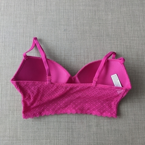 VICTORIA'S secret body by Victoria lace padded nowire pink bralette bra 32C B069 - Picture 6 of 7
